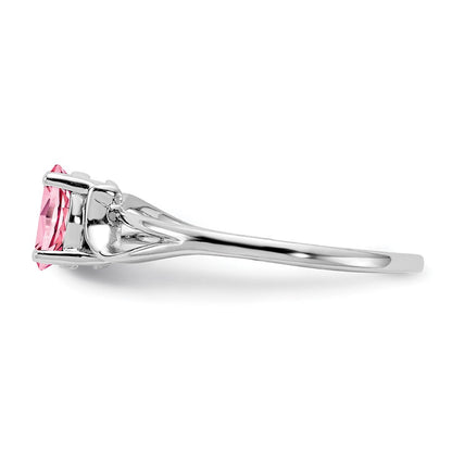 14K Weißgold Ring mit ovalem rosa Turmalin, 6x4mm