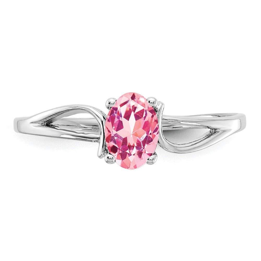 14K Weißgold Ring mit ovalem rosa Turmalin, 6x4mm