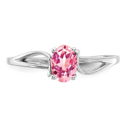14K Weißgold Ring mit ovalem rosa Turmalin, 6x4mm