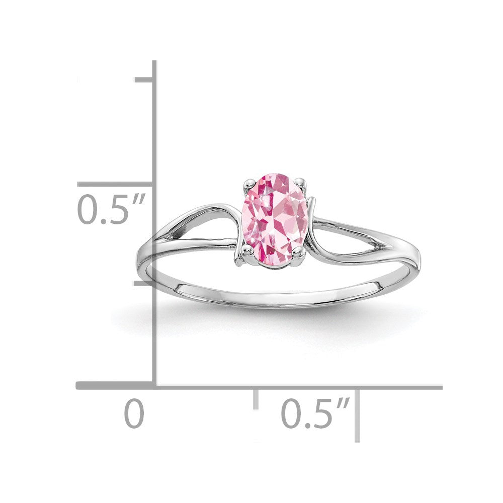 14K Weißgold Ring mit ovalem rosa Turmalin, 6x4mm