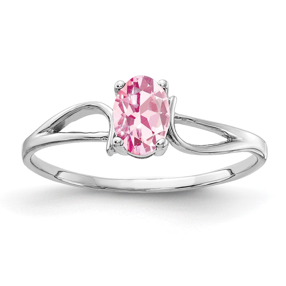 14K Weißgold Ring mit ovalem rosa Turmalin, 6x4mm