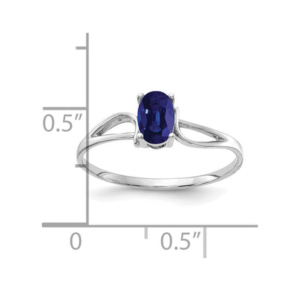 14K Weißgold Ring mit ovalem Saphir, 6x4 mm