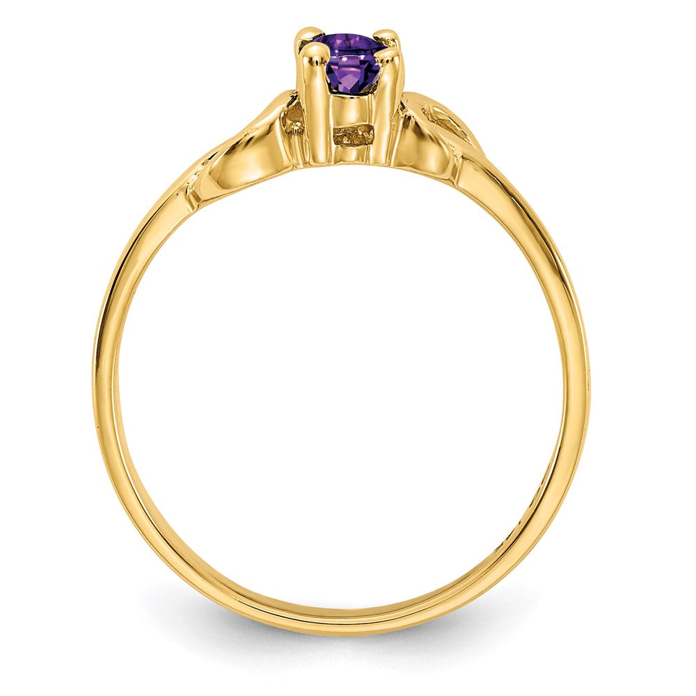 14K Gelbgold Ring mit ovalem Amethyst, 5x3mm