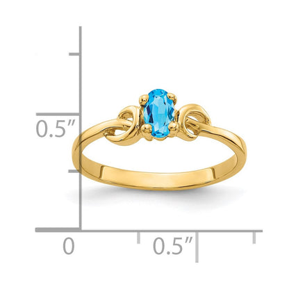 585 Gelbgold Ring mit ovalem Blautopas, 5x3mm
