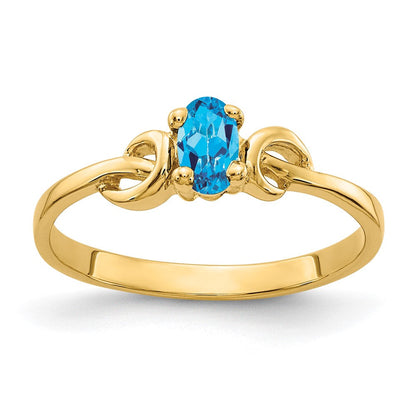 585 Gelbgold Ring mit ovalem Blautopas, 5x3mm