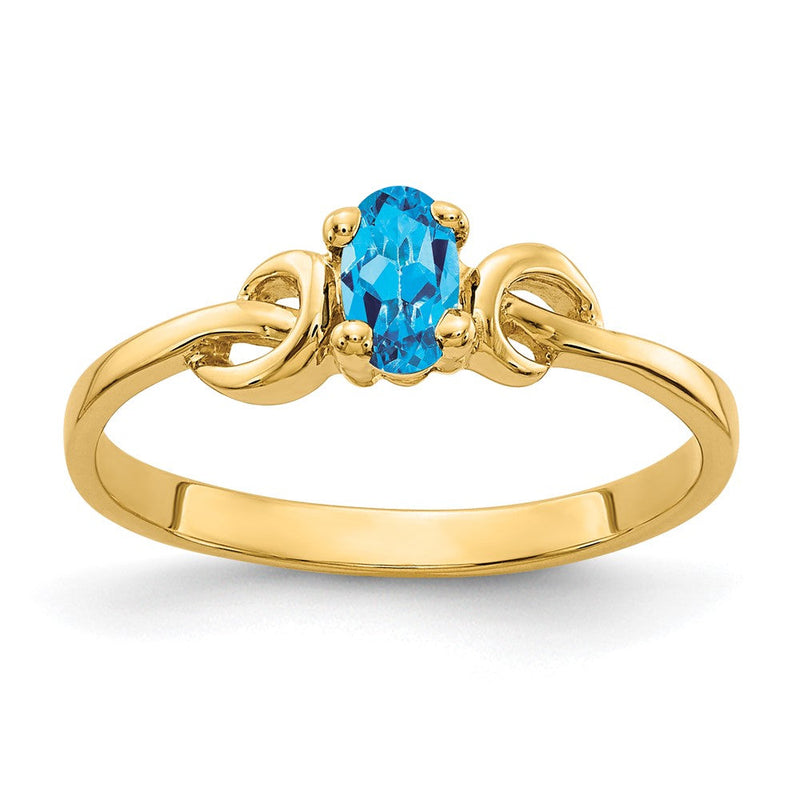 585 Gelbgold Ring mit ovalem Blautopas, 5x3mm