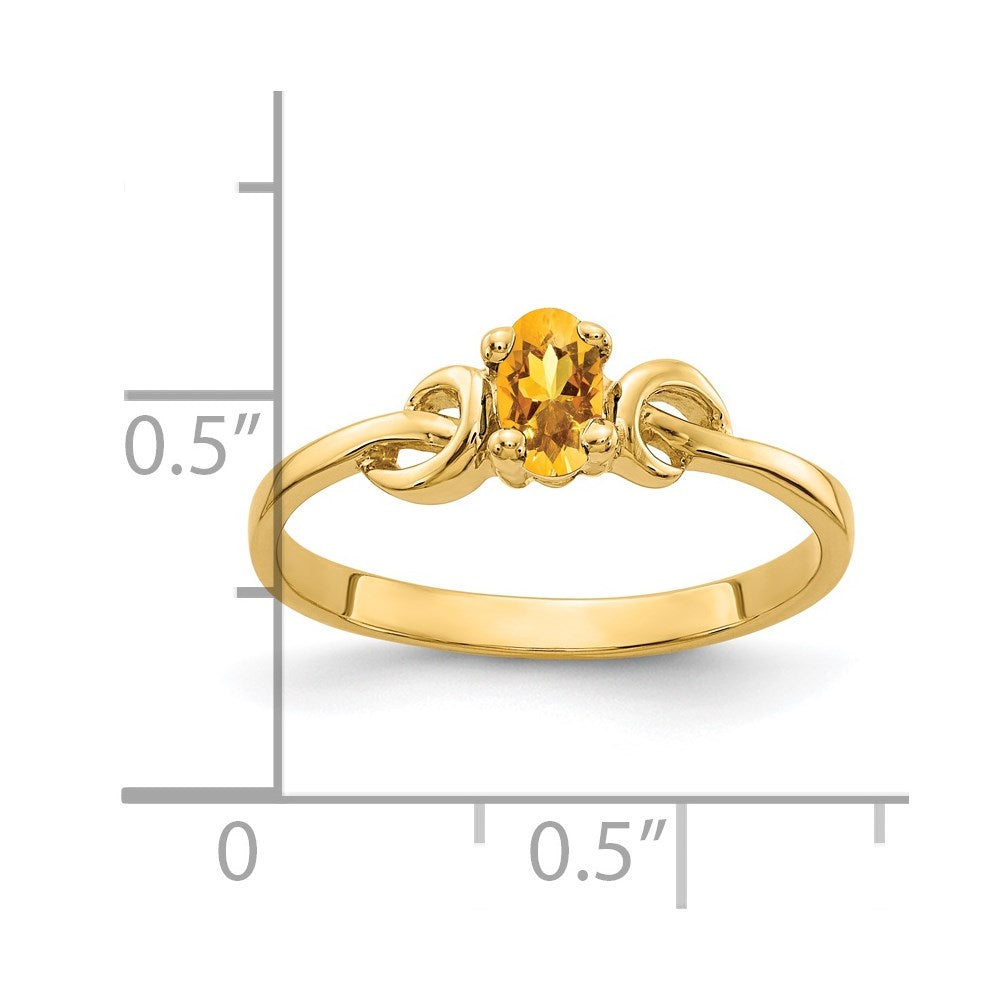 14K Gelbgold Ring mit ovalem Citrin 5x3mm