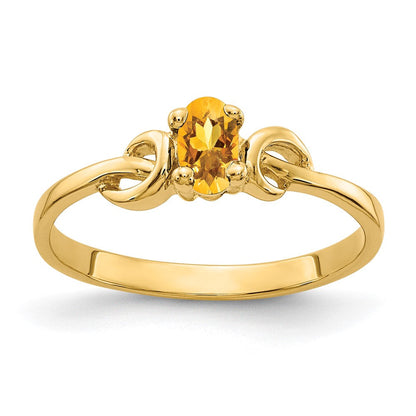 14K Gelbgold Ring mit ovalem Citrin 5x3mm