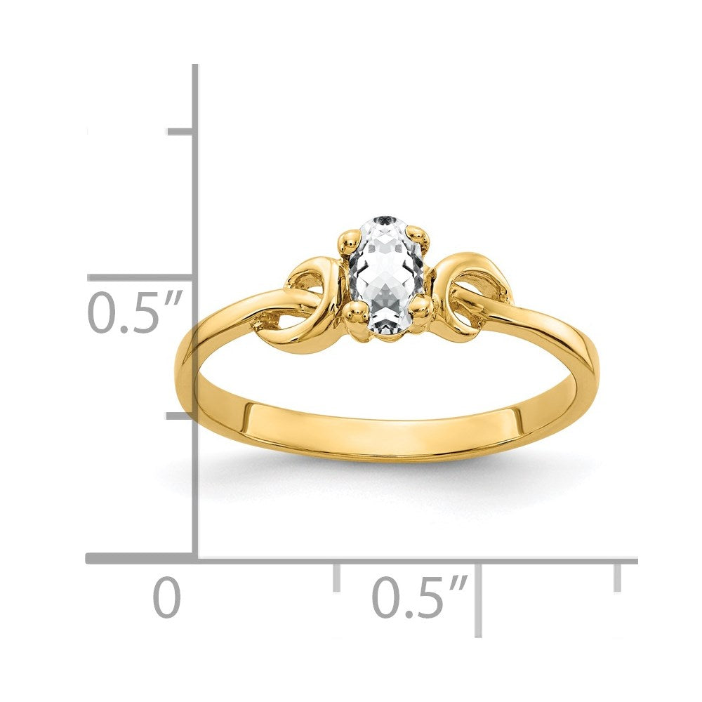14K Gelbgold Ring mit ovalem Zirkonia, 5x3 mm