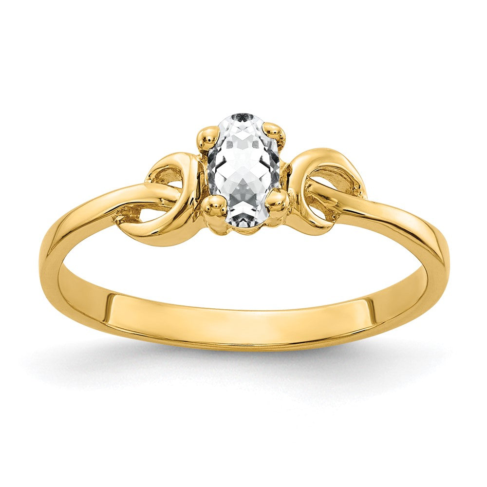 14K Gelbgold Ring mit ovalem Zirkonia, 5x3 mm