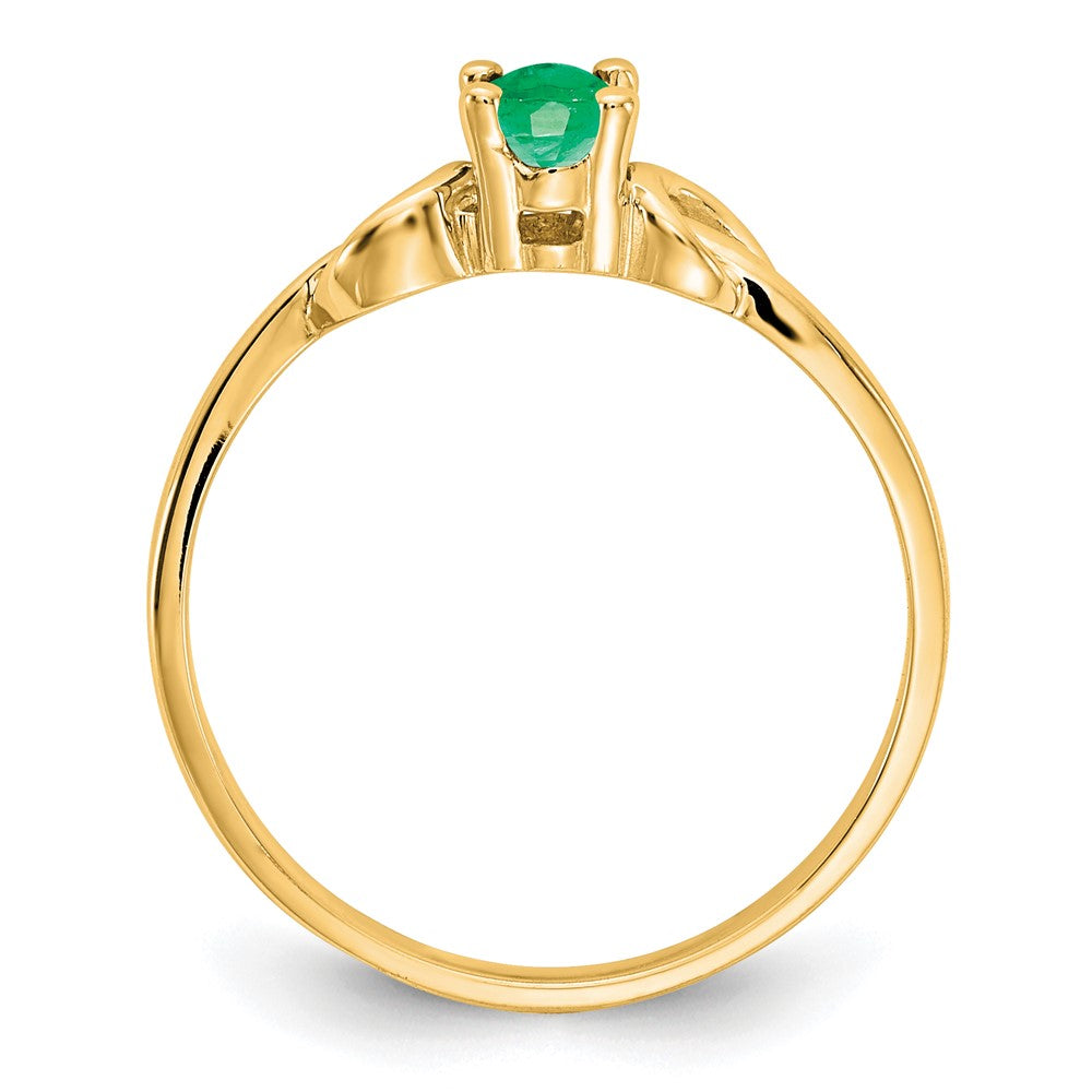 14K Gelbgold Ring mit ovalem Smaragd, 5x3 mm