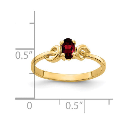 14K Gelbgold Ring mit ovalem Granat 5x3mm