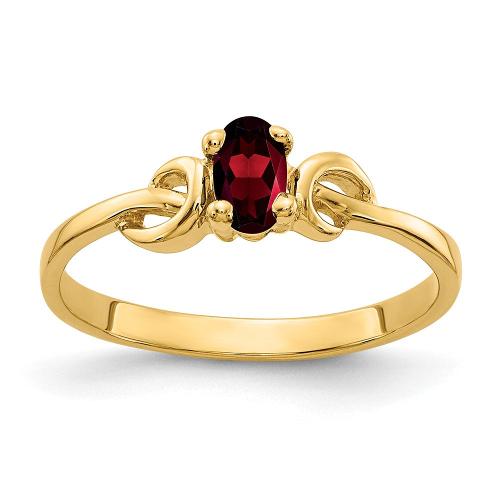 14K Gelbgold Ring mit ovalem Granat 5x3mm