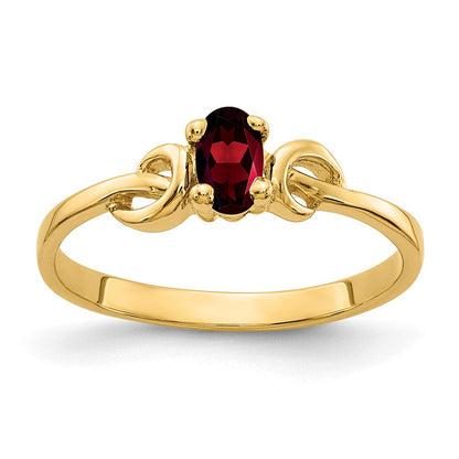 14K Gelbgold Ring mit ovalem Granat 5x3mm