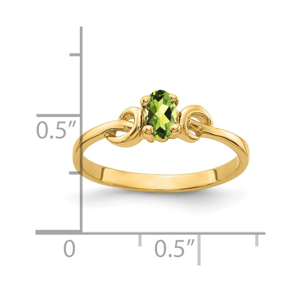 14K Gelbgold Ring mit Peridot im Ovalschliff, 5x3mm