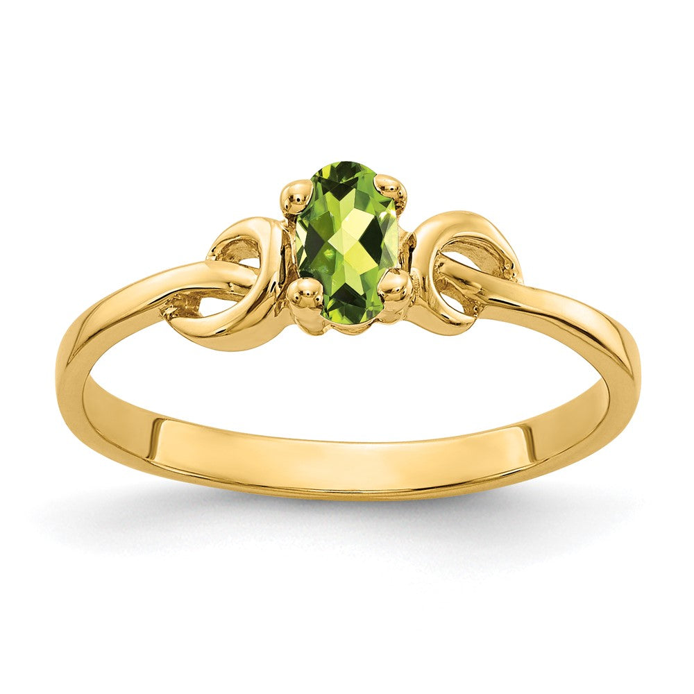 14K Gelbgold Ring mit Peridot im Ovalschliff, 5x3mm