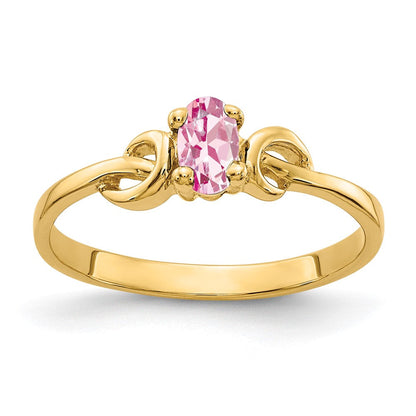 14K Gelbgold Ring mit ovalem rosafarbenem Turmalin, 5x3 mm