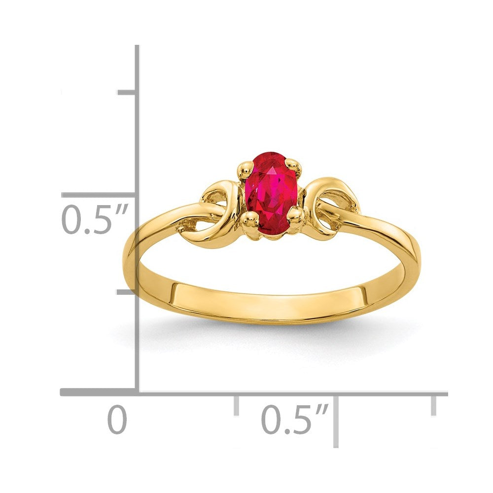 14K Gelbgold Ring mit 5x3mm ovalem Rubin
