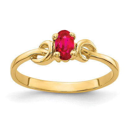 14K Gelbgold Ring mit 5x3mm ovalem Rubin