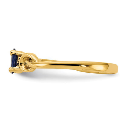 14K Gelbgold Ring mit ovalem Saphir, 5x3mm