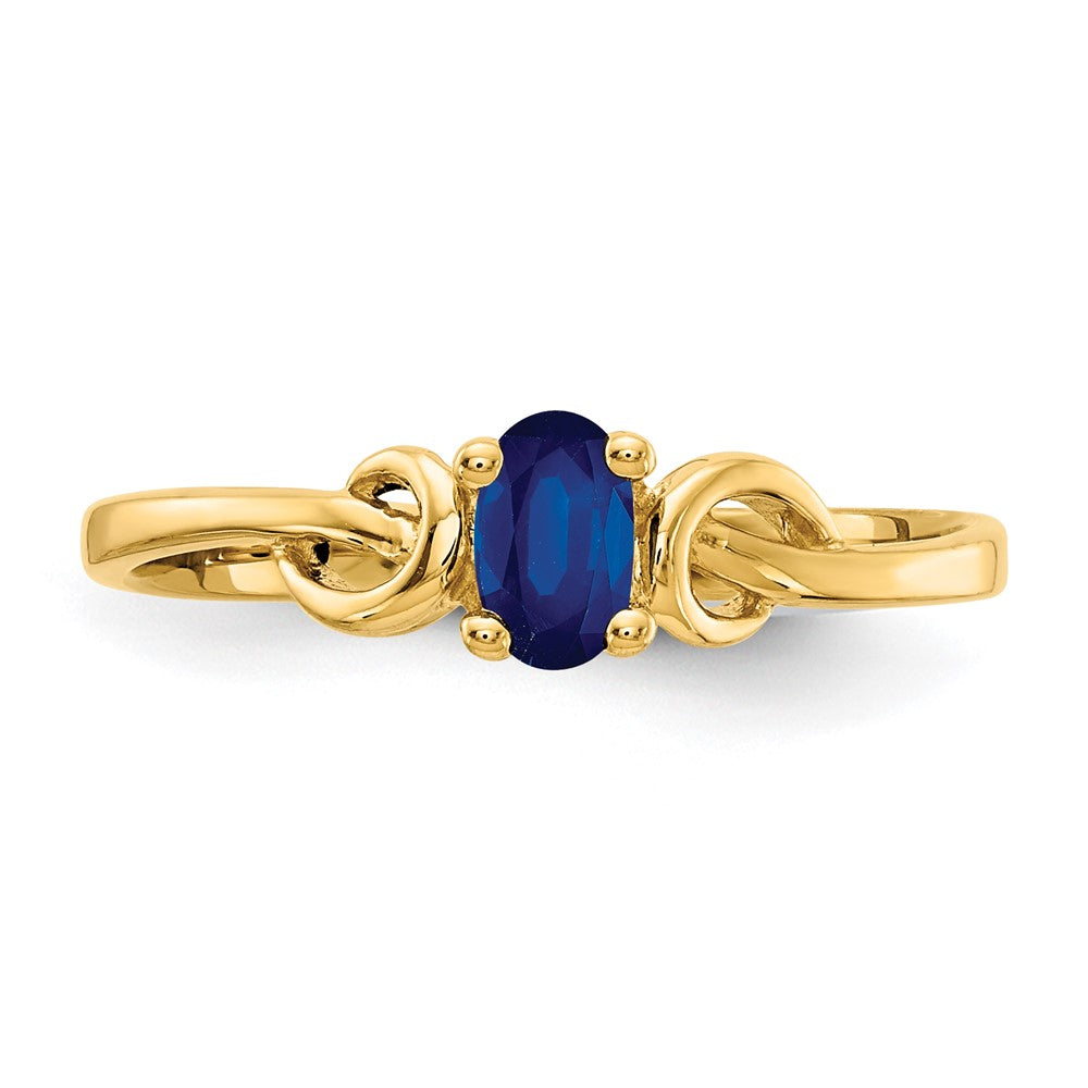 14K Gelbgold Ring mit ovalem Saphir, 5x3mm