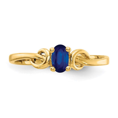 14K Gelbgold Ring mit ovalem Saphir, 5x3mm