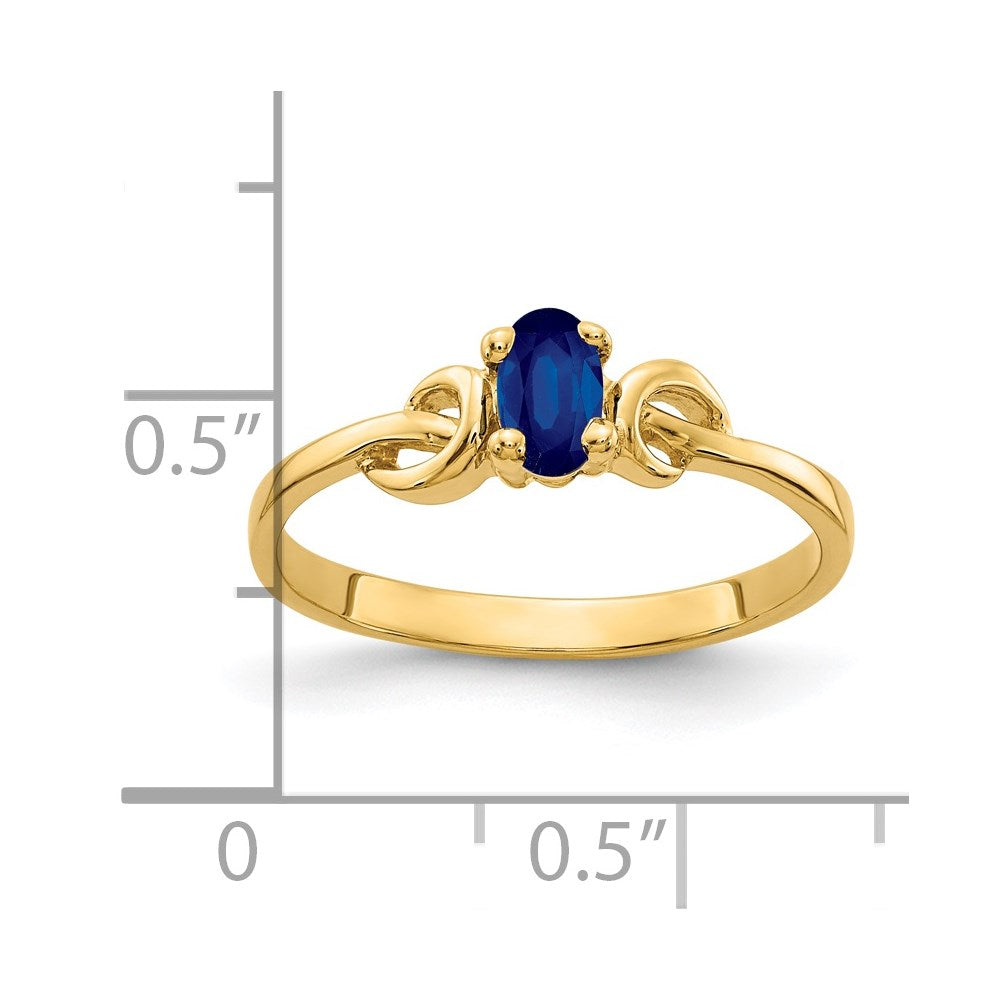 14K Gelbgold Ring mit ovalem Saphir, 5x3mm