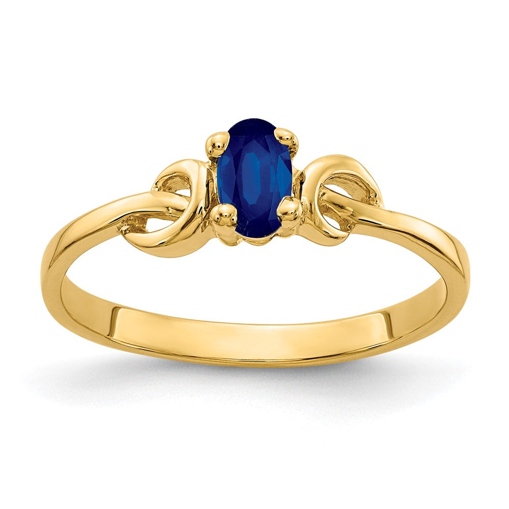 14K Gelbgold Ring mit ovalem Saphir, 5x3mm