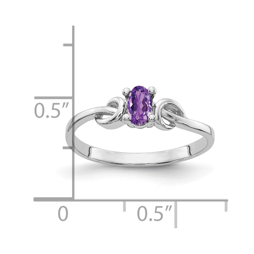 14K Weißgold Ring mit ovalem Amethyst, 5 x 3 mm