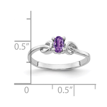 14K Weißgold Ring mit ovalem Amethyst, 5 x 3 mm