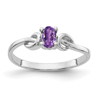 14K Weißgold Ring mit ovalem Amethyst, 5 x 3 mm