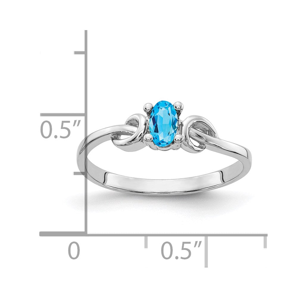 14K Weißgold Ring mit Blautopas