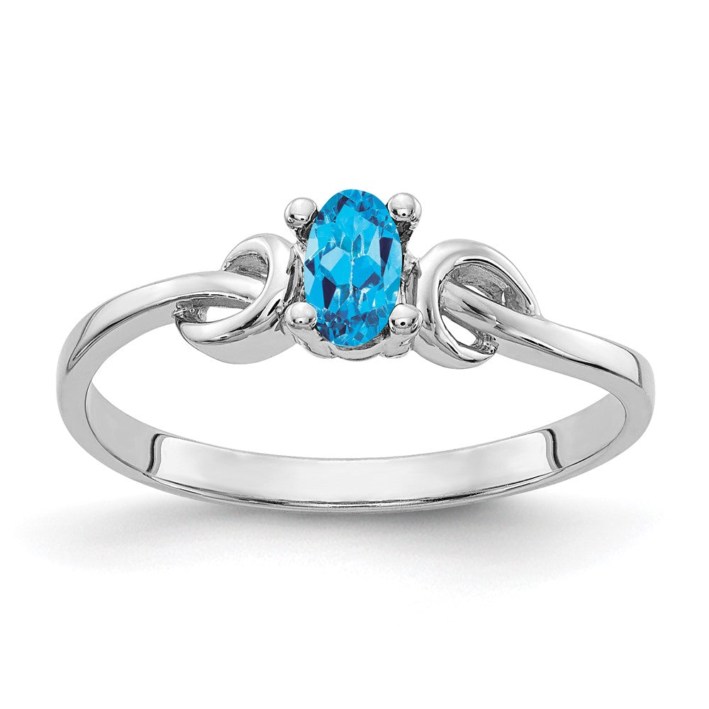 14K Weißgold Ring mit Blautopas