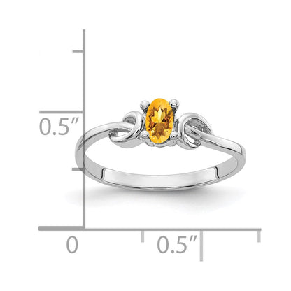 14K Weißgold Ring mit ovalem Citrin 5x3mm