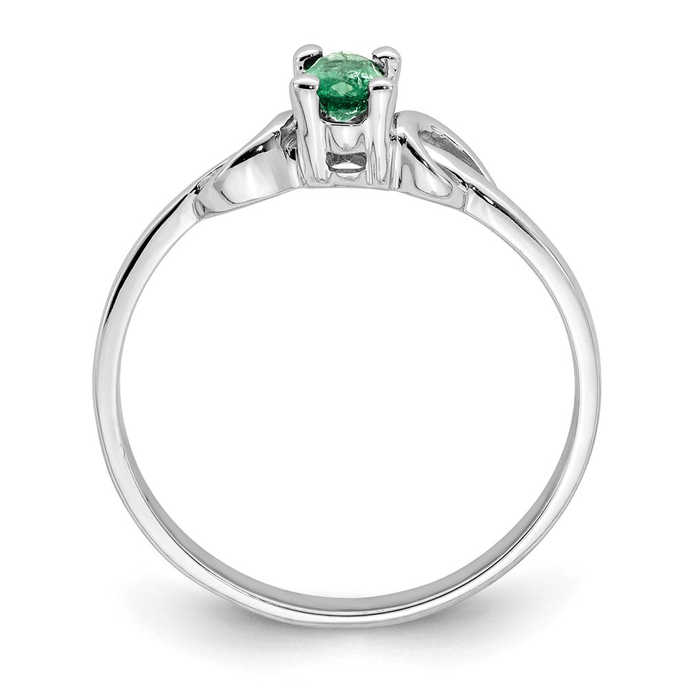 14K Weißgold Ring mit ovalem Smaragd, 5x3mm