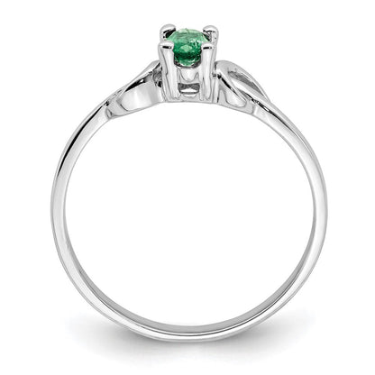 14K Weißgold Ring mit ovalem Smaragd, 5x3mm
