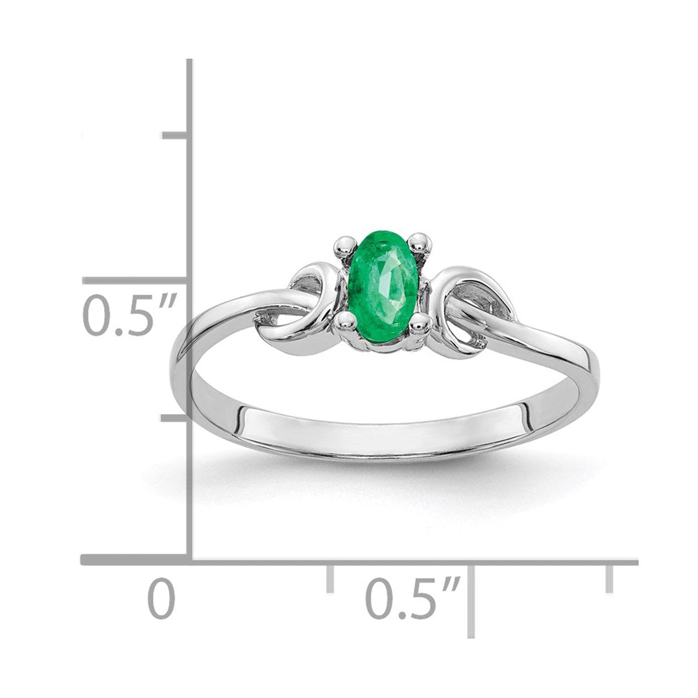 14K Weißgold Ring mit ovalem Smaragd, 5x3mm