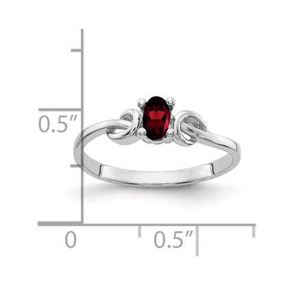 14K Weißgold Ring mit ovalem Granat 5 x 3 mm