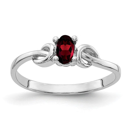 14K Weißgold Ring mit ovalem Granat 5 x 3 mm