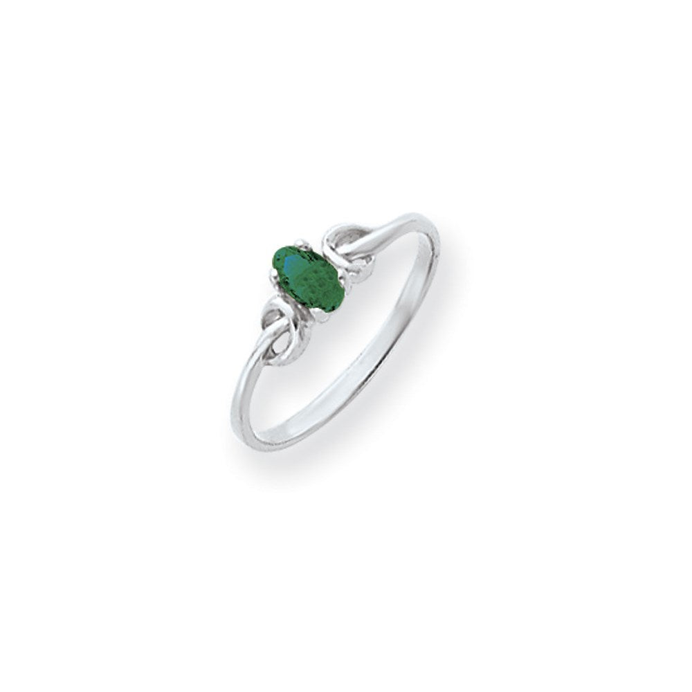 14K Weißgold Ring mit ovaler Fassung für Mount-St.-Helens-Stein, 5x3mm