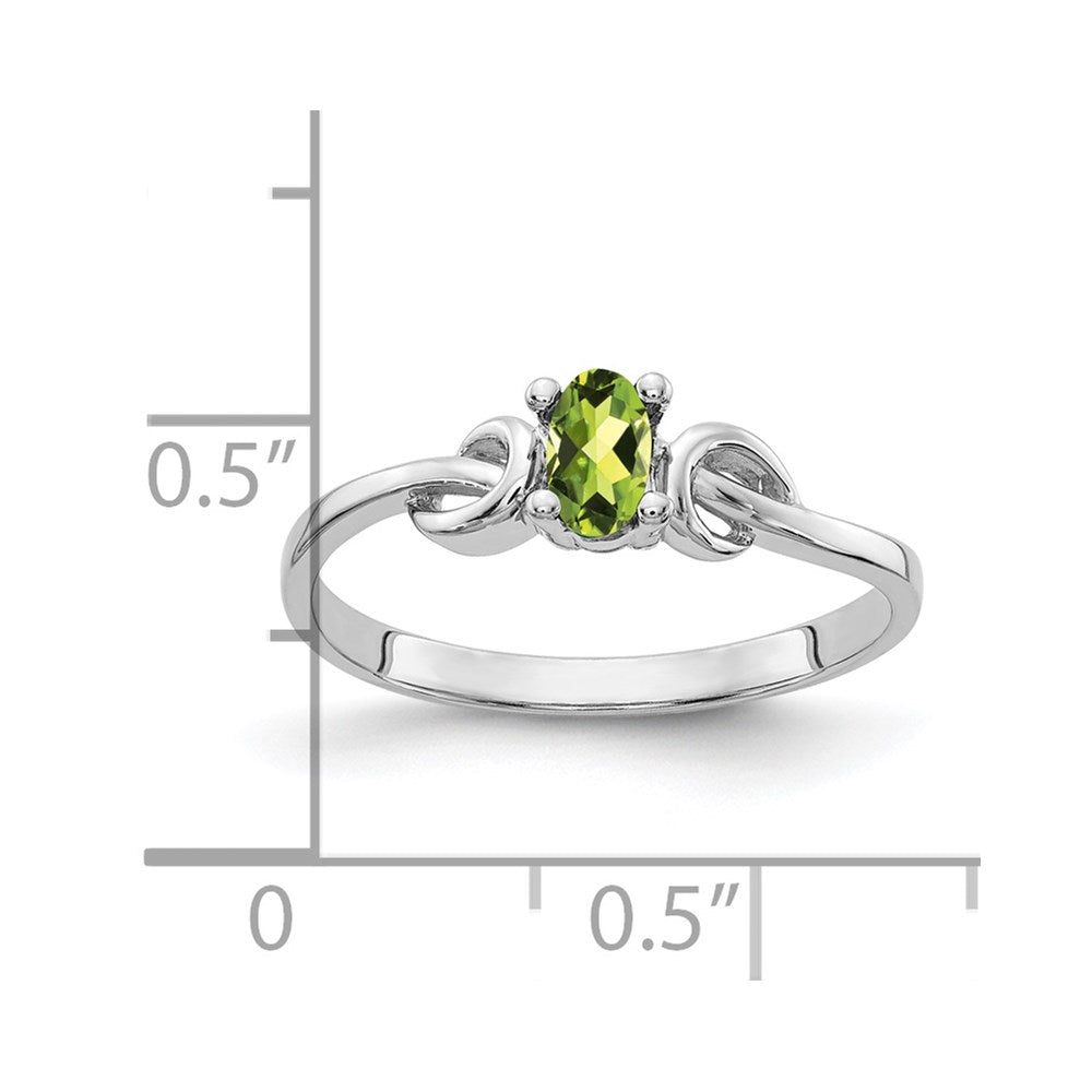 14K Weißgold Ring mit ovalem Peridot, 5x3mm