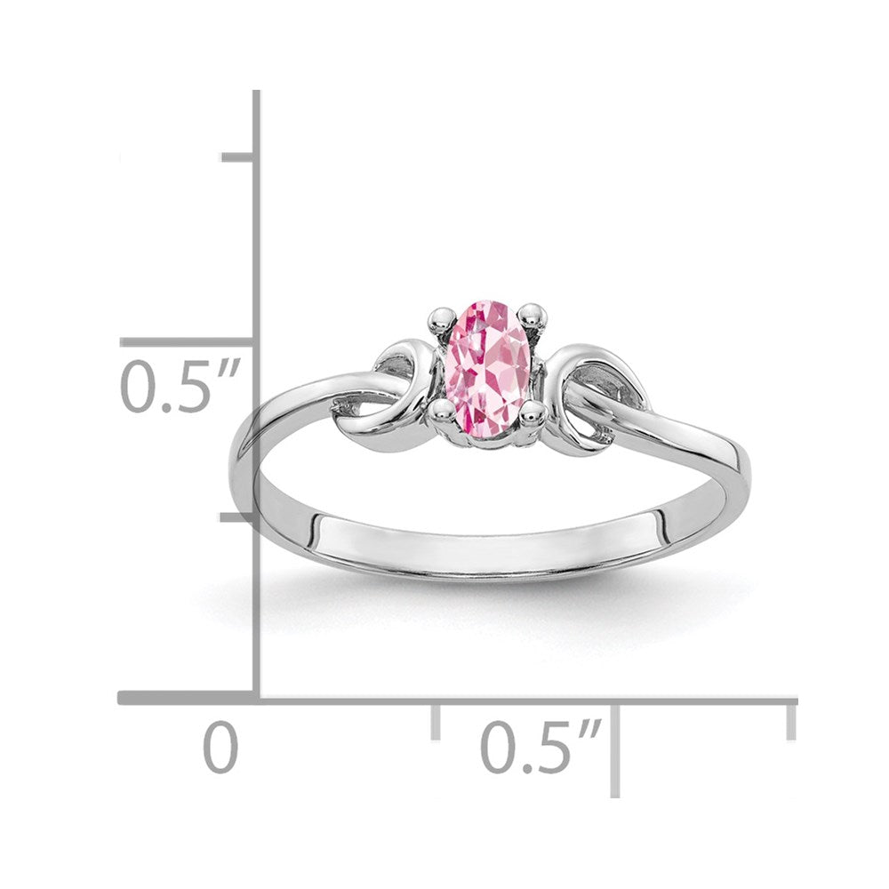 14K Weißgold Ring mit ovalem 5x3mm Rosa Turmalin