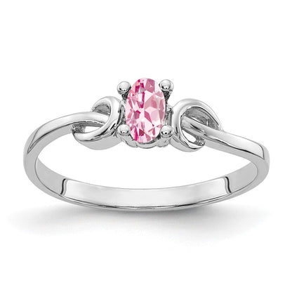 14K Weißgold Ring mit ovalem 5x3mm Rosa Turmalin