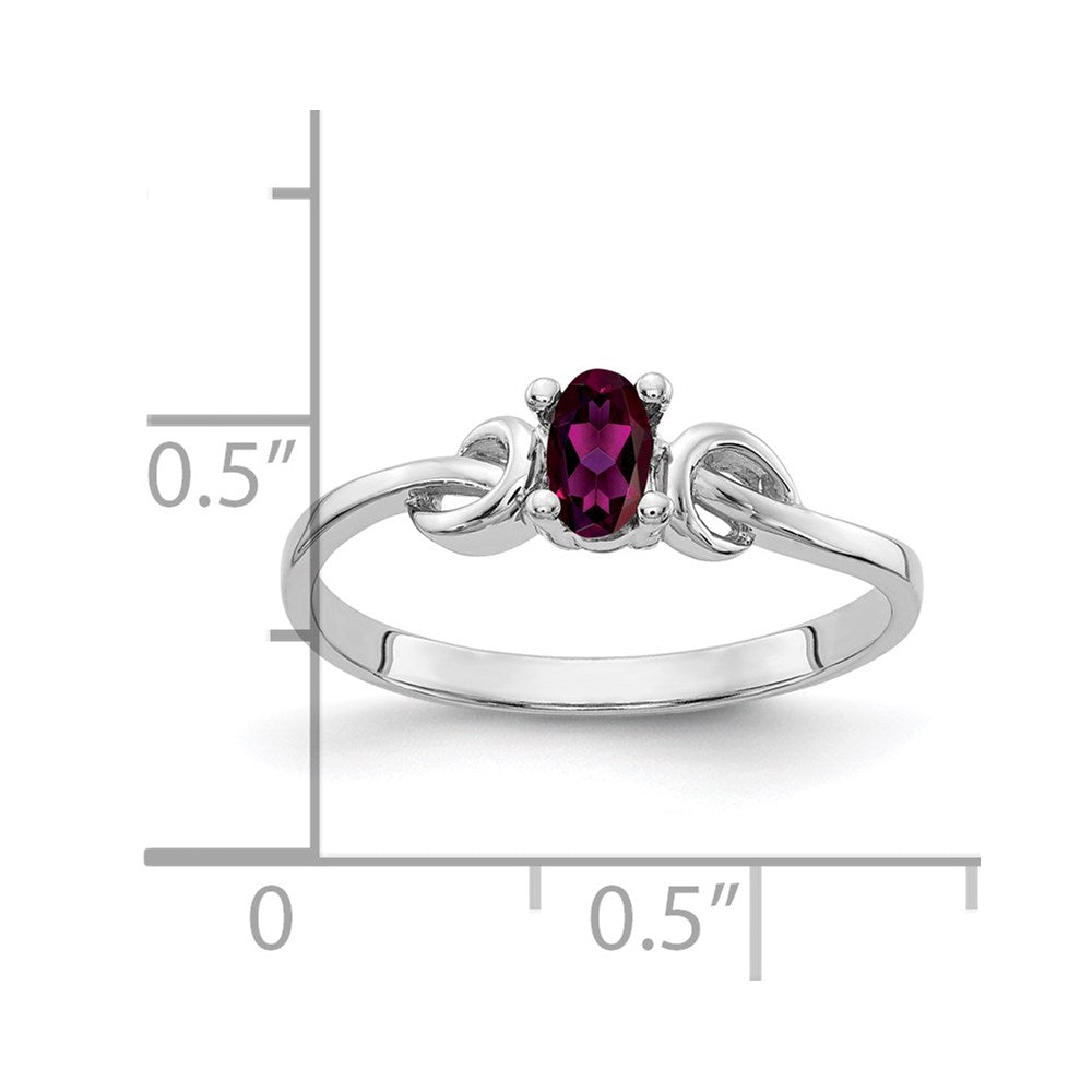 14K Weißgold Ring mit ovalem Rhodolith-Granat 5x3mm