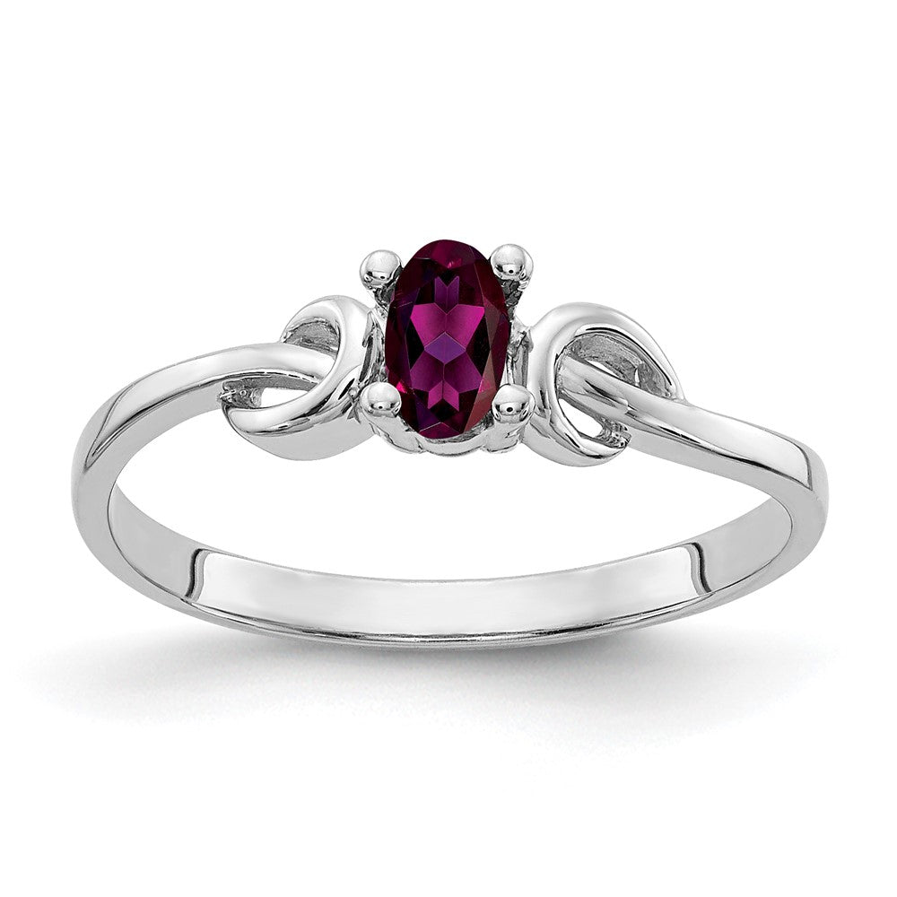 14K Weißgold Ring mit ovalem Rhodolith-Granat 5x3mm