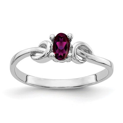 14K Weißgold Ring mit ovalem Rhodolith-Granat 5x3mm