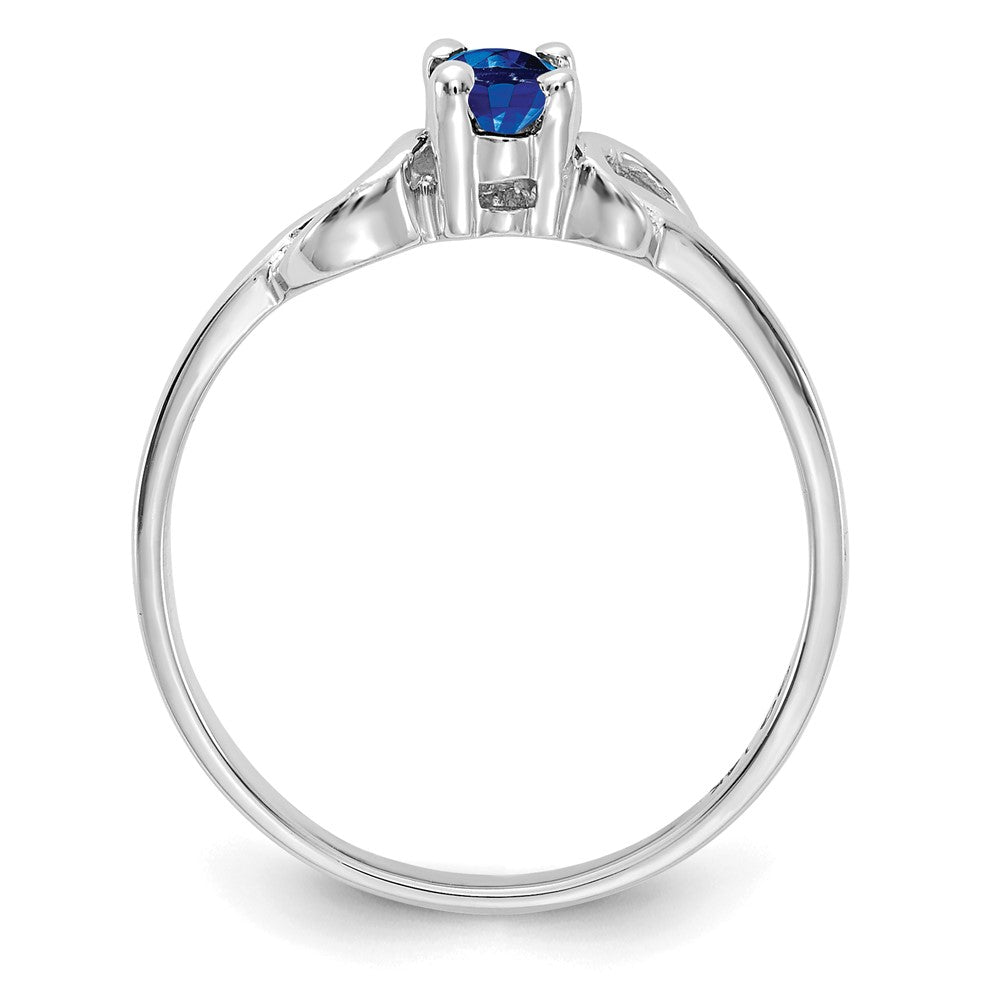 14K Weißgold Ring mit ovalem Saphir 5x3mm