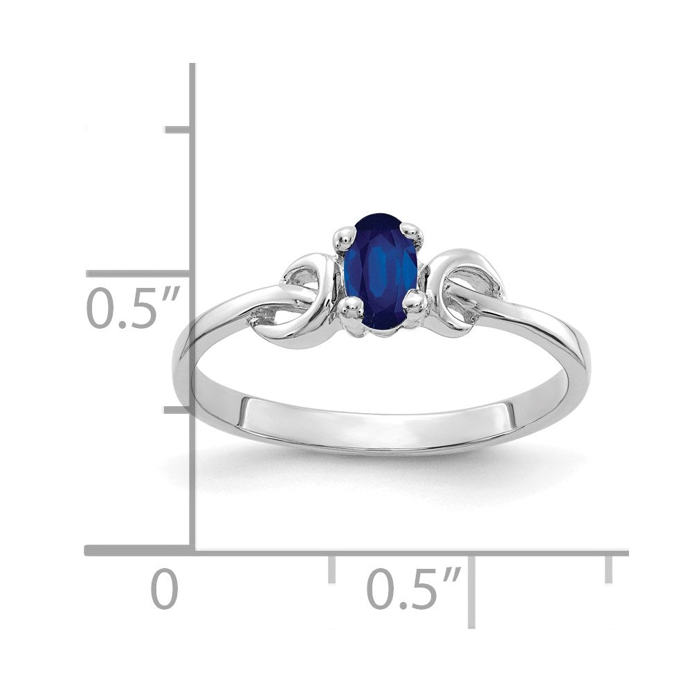 14K Weißgold Ring mit ovalem Saphir 5x3mm
