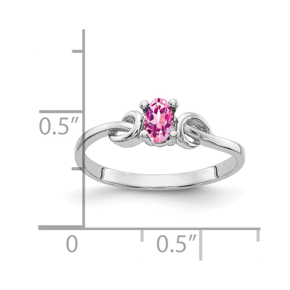14K Weißgold Ring mit ovalem rosa Saphir 5x3mm