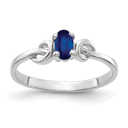 14K Weißgold Ring mit ovalem Saphir 5x3mm